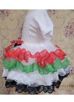 Daddy's Angel UAE National UAE National Day Dress For Kids Girls Tutu Skirt, T-shirt and a hair accessory, 3 pieces set In UAE Flag Colors  - Image 3
