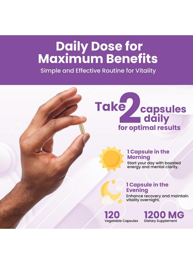 Leaping Lynx Ashwagandha + Tongkat Ali + Fadogia Agrestis - 120 Capsules, 1200mg Per Serving - Powerful Herbal Blend for Energy, Stamina & Vitality - Synergistic Formula for Active Lifestyles - 3rd Party Tested - Image 5