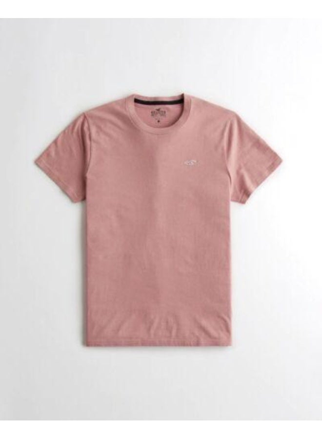 هوليستر تيشيرت رجالي هوليستر بياقة دائرية وأكمام قصيرة قطن مريح كاجوال لون وردي مقاس XL