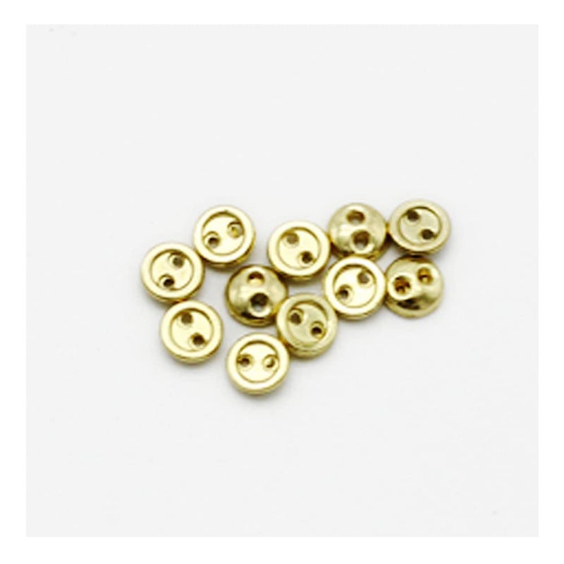 vingol 50 PCS 2 Hole Mini Metal Round Buttons Small Bread Buttons for Doll Clothes Bag Deoration Sewing Craft Golden 5mm 