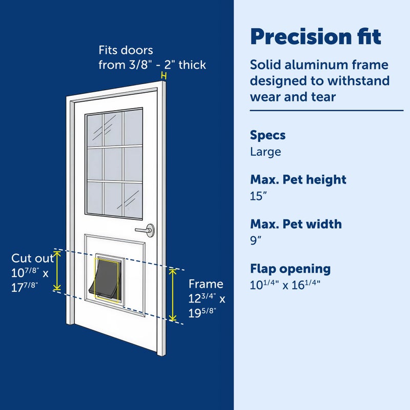 PetSafe Freedom Aluminum Pet Door - Easy Installation Heavy Duty Dog & Cat Door with Magnetic Tinted Flap - Long-Lasting Pet-Friendly Design - Large - for Dogs Up to 100 lb - Image 3