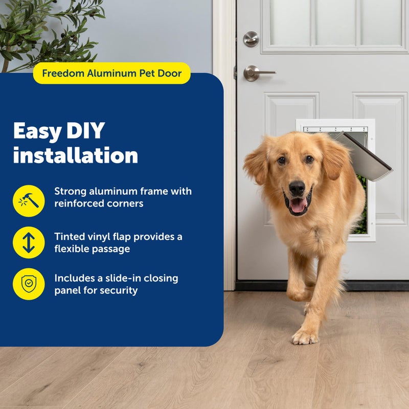 PetSafe Freedom Aluminum Pet Door - Easy Installation Heavy Duty Dog & Cat Door with Magnetic Tinted Flap - Long-Lasting Pet-Friendly Design - Large - for Dogs Up to 100 lb - Image 2