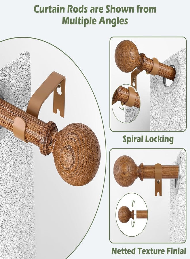 HTZON Wood Curtain Rods for Windows 120 to 170 Inch (10-14ft), Adjustable Extra Long, Heavy Duty, Farmhouse Rustic Boho Style - Image 3