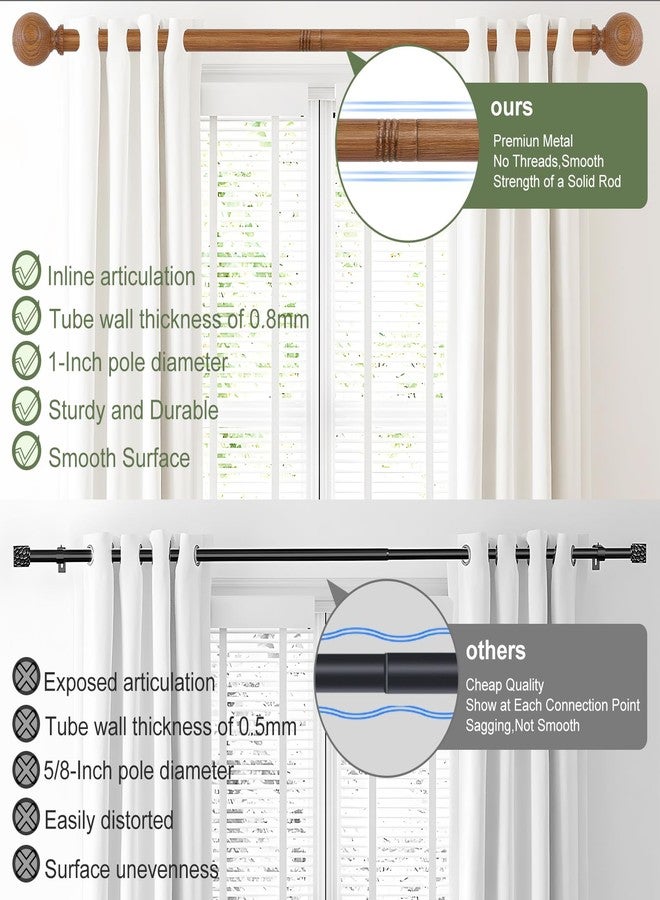 HTZON Wood Curtain Rods for Windows 120 to 170 Inch (10-14ft), Adjustable Extra Long, Heavy Duty, Farmhouse Rustic Boho Style - Image 4