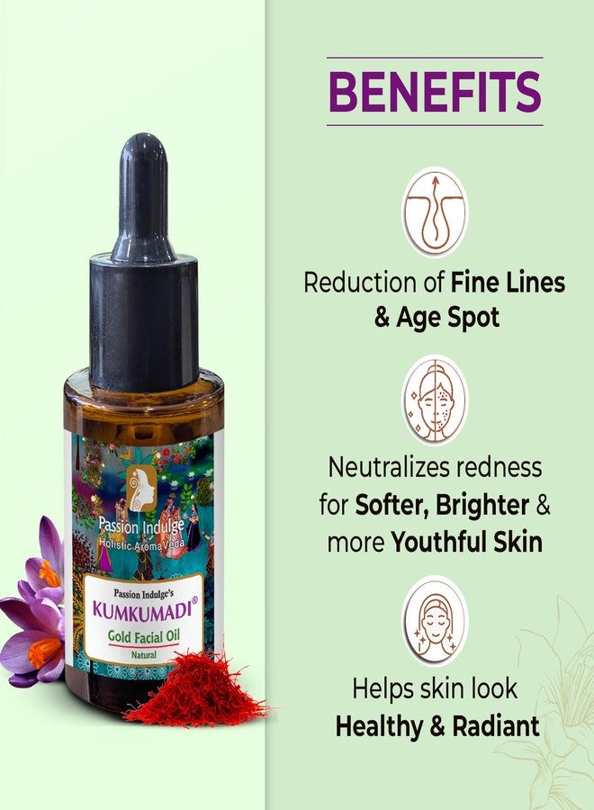 Passion Indulge Kumkumadi Face Oil 30ml with Pure Saffron, Vetiver & 16 Ayurvedic Herbs - Natural Skin Brightening Oil for All Skin Types - Men & Women - Image 2