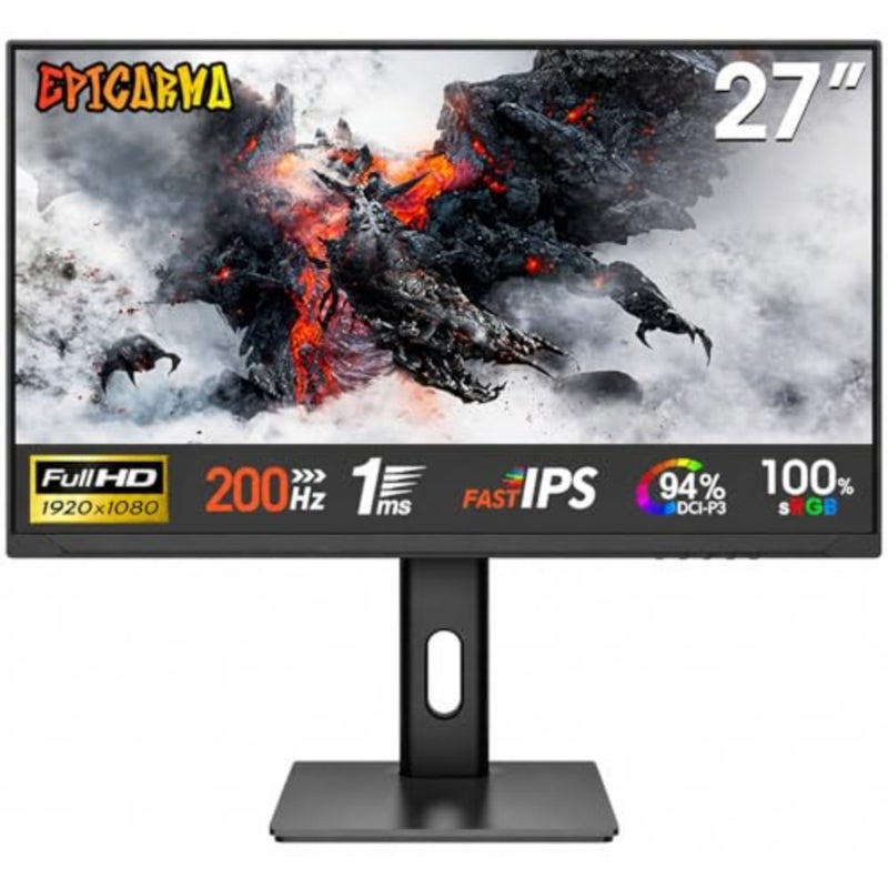 شاشة ألعاب IPS مقاس 27 بوصة FHD 1920×1080 1 مللي ثانية وقت الاستجابة 100 لون sRGB، منفذ HDMI DisplayPort VESA للتثبيت على الحائط بإطار نحيف IPS شاشة كمبيوتر للمكتب والمنزل والألعاب. - Image 1