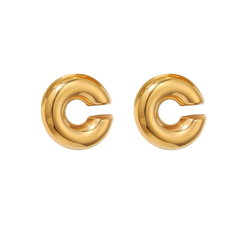 Chunky Gold Ear Cuff Earrings for Women Non Piercing18K Gold Oversize Large Round Huggie Clip On Cartilage Wrap Cuff Earrings
