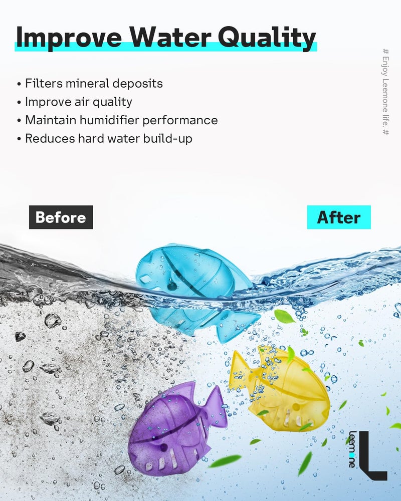 Leemone Humidifier Cleaning Fish for Humidifiers & Fish Tanks, 6 Pack Humidifier Cleaner, Purifies Water, Prevents Hard Water Build Up, Reduces Scale - Image 4