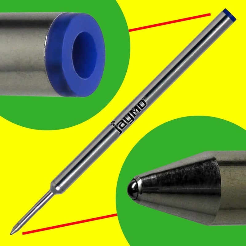 Jaymo Replacement for Cross Selectip 8521 - Measures 4.375 in / 111 mm Long - Gel Rolling Ball Pen Refill - 6 Blue - Image 3