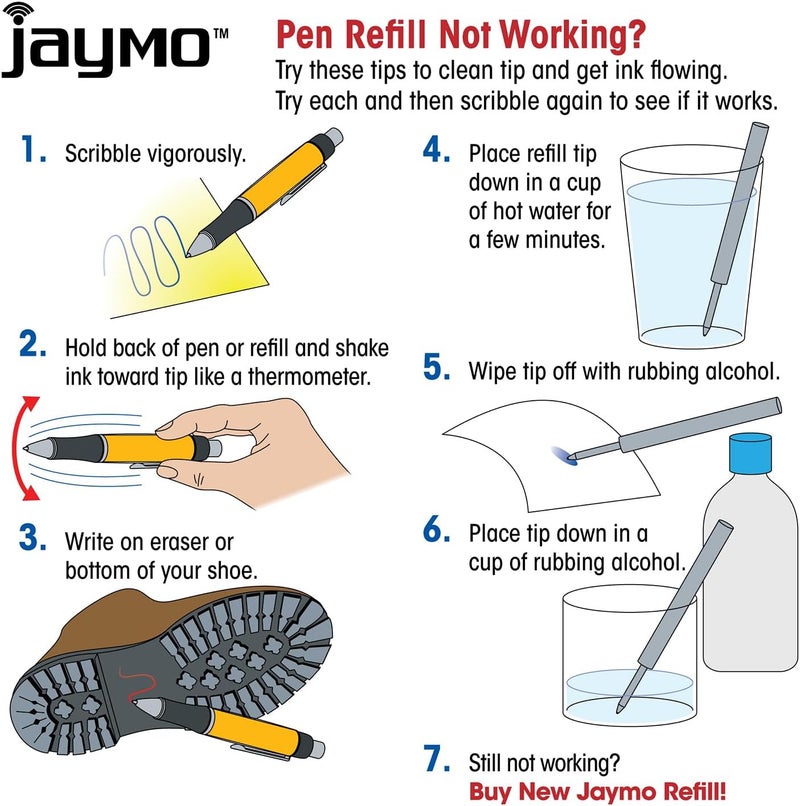 Jaymo Replacement for Cross Selectip 8521 - Measures 4.375 in / 111 mm Long - Gel Rolling Ball Pen Refill - 6 Blue - Image 5
