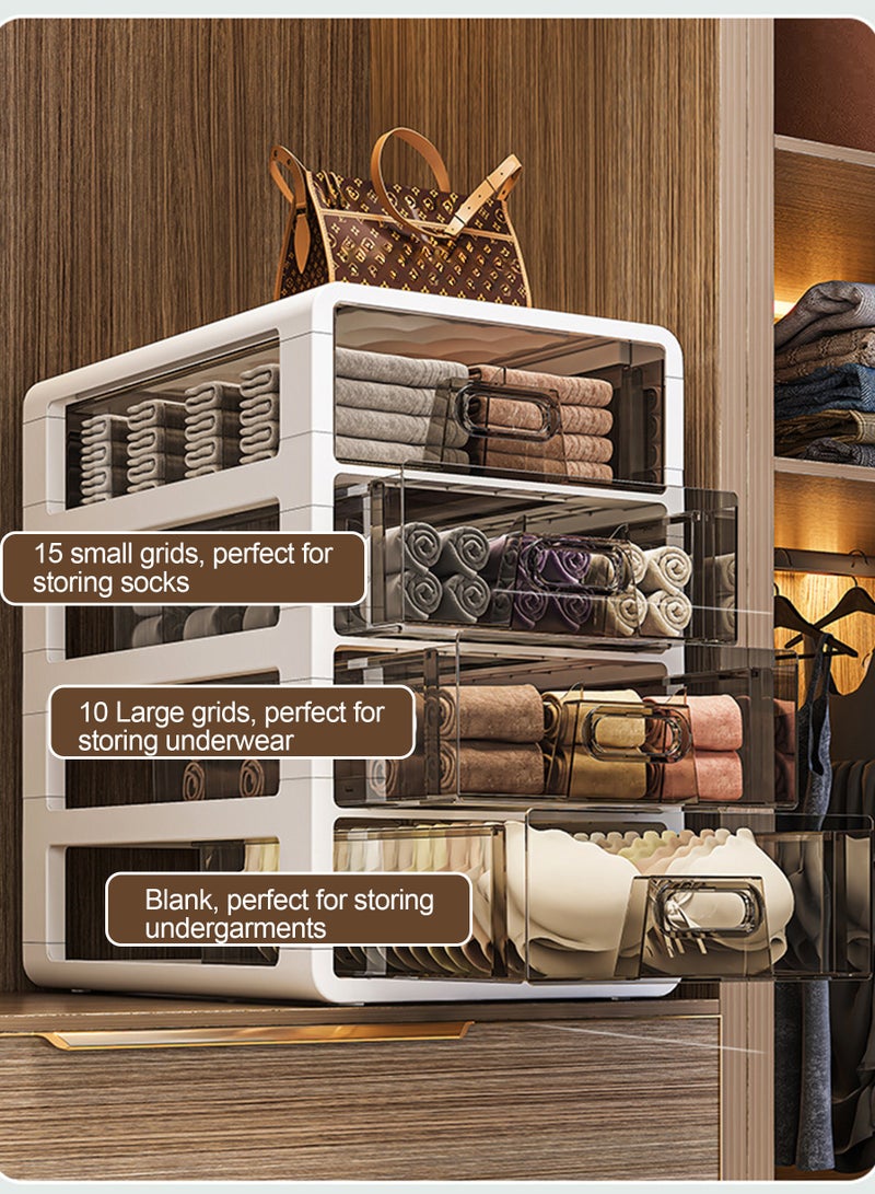 Vparty Underwear Organizer Drawer, 2 Tiers Underwear Storage Drawer, Stackable Closet Organizers and Storage Box for Bras, Socks, Scarves, Ties, Belt (2 Tier- 10 grids+15 grids)  - Image 5