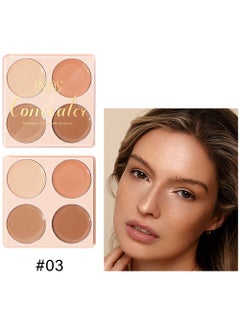 Ushas 4  Color Concealer Pot Set - Contour Palette for Dark Circles with Powder Puffy - 4 in 1 Full Coverage Color Correcting Foundation Concealer for Contour & Highlight Eye Brightener#03  - Image 2