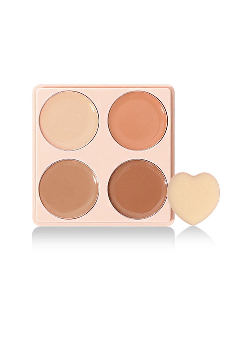 Ushas 4  Color Concealer Pot Set - Contour Palette for Dark Circles with Powder Puffy - 4 in 1 Full Coverage Color Correcting Foundation Concealer for Contour & Highlight Eye Brightener#03 - Image 1