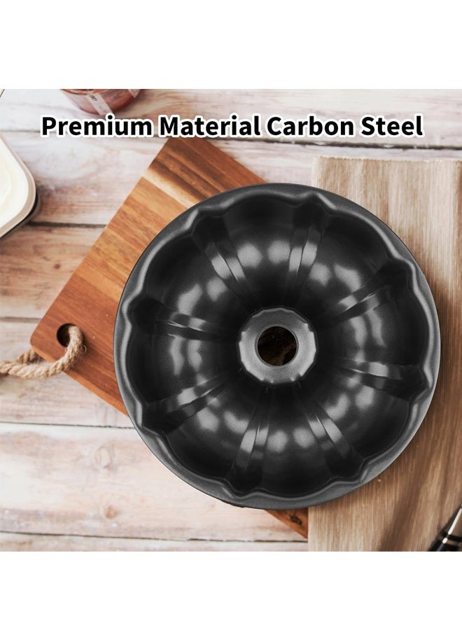 9.5" Non-stick Cake Pan, Heavy Duty Carbon Steel Fluted Tube Round Baking Pan,Buntz Pound Cake Pan Mold,Tube Bakeware,Baking Mold for Jello,Gelatin,Chocoflan,Flan - Image 3