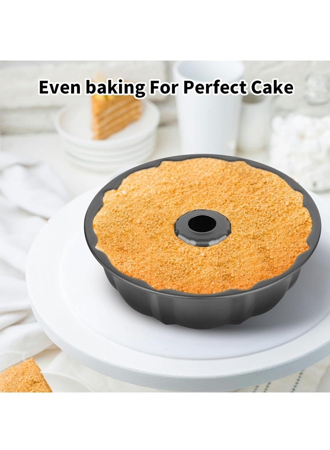 9.5" Non-stick Cake Pan, Heavy Duty Carbon Steel Fluted Tube Round Baking Pan,Buntz Pound Cake Pan Mold,Tube Bakeware,Baking Mold for Jello,Gelatin,Chocoflan,Flan - Image 4