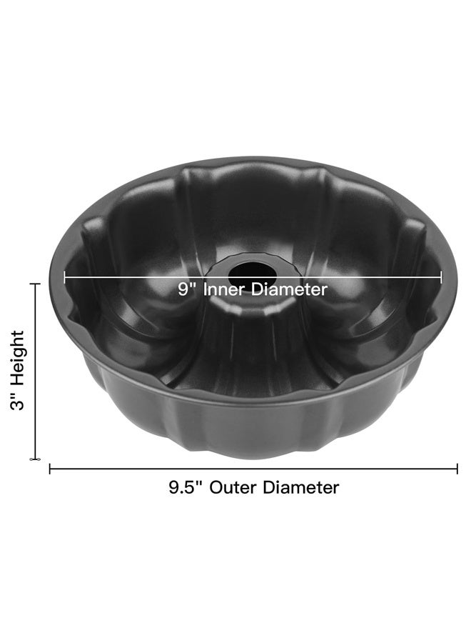9.5" Non-stick Cake Pan, Heavy Duty Carbon Steel Fluted Tube Round Baking Pan,Buntz Pound Cake Pan Mold,Tube Bakeware,Baking Mold for Jello,Gelatin,Chocoflan,Flan - Image 2