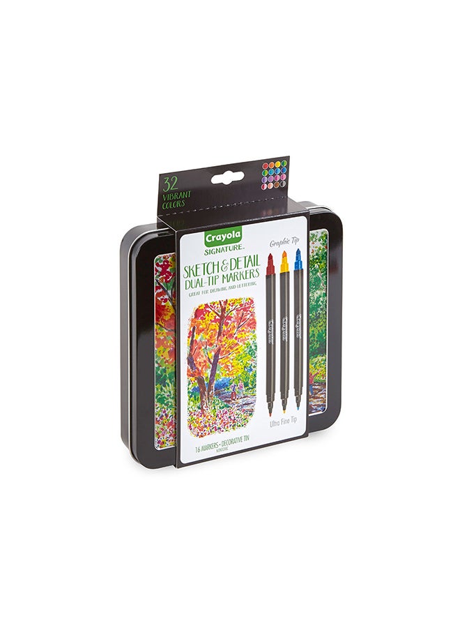 Crayola Markers مزدوجة النهاية بتوقيع سكتش وتفاصيل، 16 قطعة - Image 4