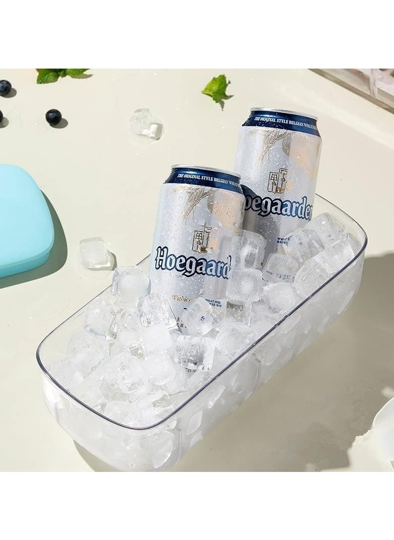 Generic - Ice Cube Tray with Ice Container Scoop and Cover for Freezer Ice Maker Mold with Container 2 Layer Trays 48 Ice Trays Easy-Release Ice for Drinks Freezer Stackable Ice Trays (Blue) - Image 1
