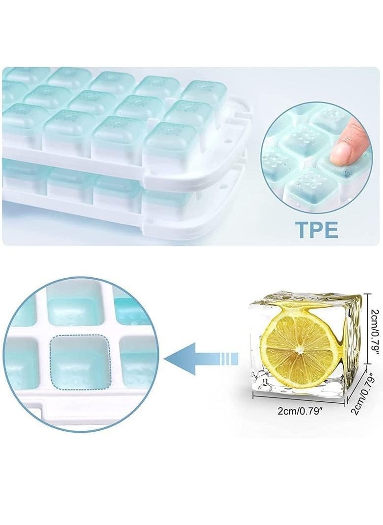 Generic - Ice Cube Tray with Ice Container Scoop and Cover for Freezer Ice Maker Mold with Container 2 Layer Trays 48 Ice Trays Easy-Release Ice for Drinks Freezer Stackable Ice Trays (Blue) - Image 1