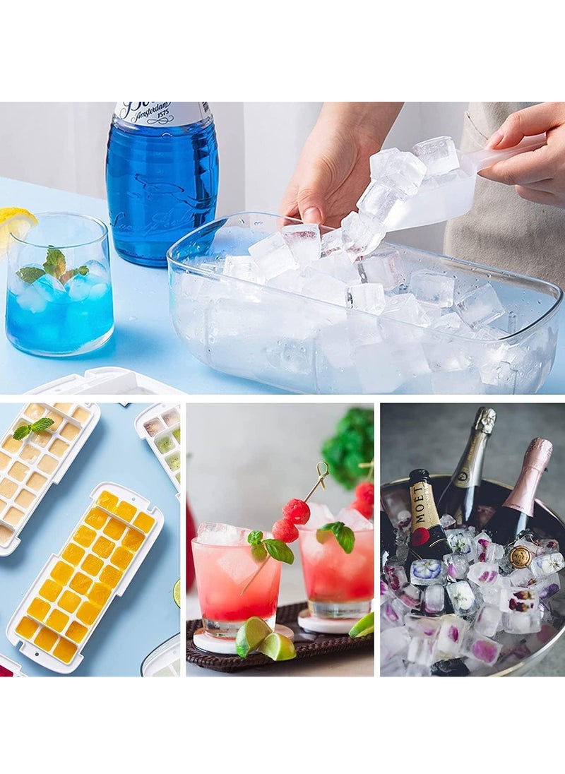 Generic - Ice Cube Tray with Ice Container Scoop and Cover for Freezer Ice Maker Mold with Container 2 Layer Trays 48 Ice Trays Easy-Release Ice for Drinks Freezer Stackable Ice Trays (Blue) - Image 1