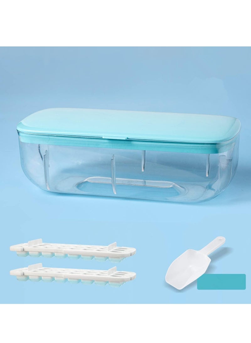 Generic - Ice Cube Tray with Ice Container Scoop and Cover for Freezer Ice Maker Mold with Container 2 Layer Trays 48 Ice Trays Easy-Release Ice for Drinks Freezer Stackable Ice Trays (Blue) - Image 1