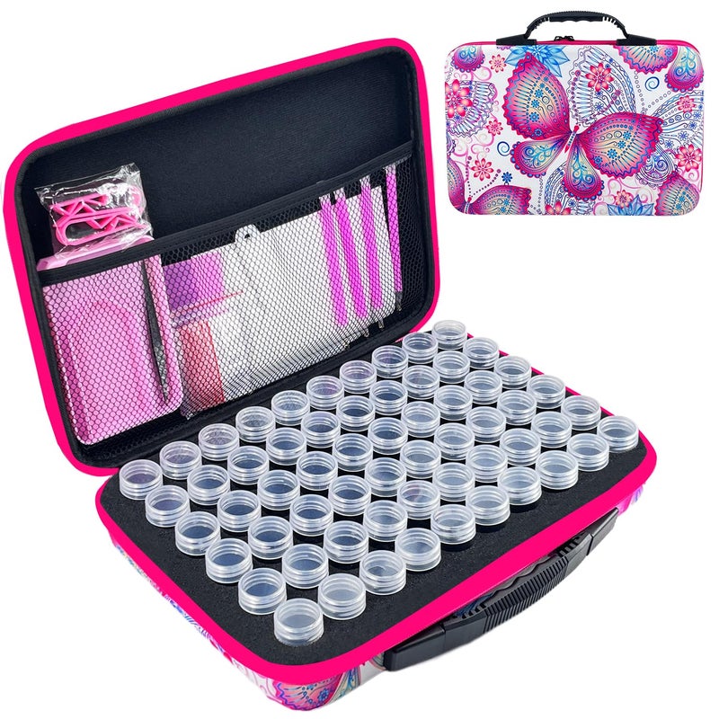LIRUNQIU Diamond Painting Storage Containers, 60 Slots Diamond Art Accessories and Tools Kits Storage Box(Pink) - Image 1