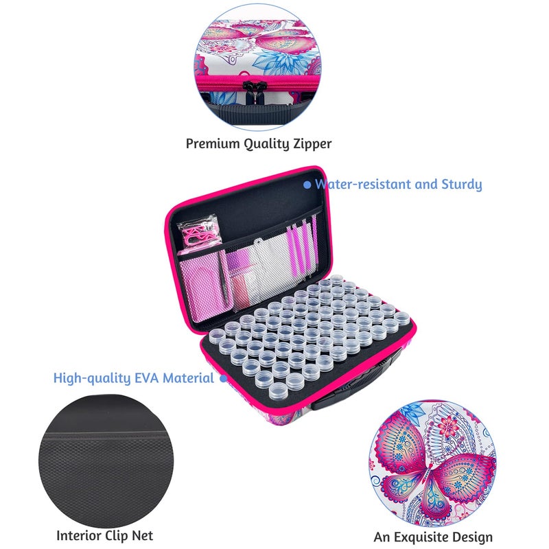 LIRUNQIU Diamond Painting Storage Containers, 60 Slots Diamond Art Accessories and Tools Kits Storage Box(Pink) - Image 2