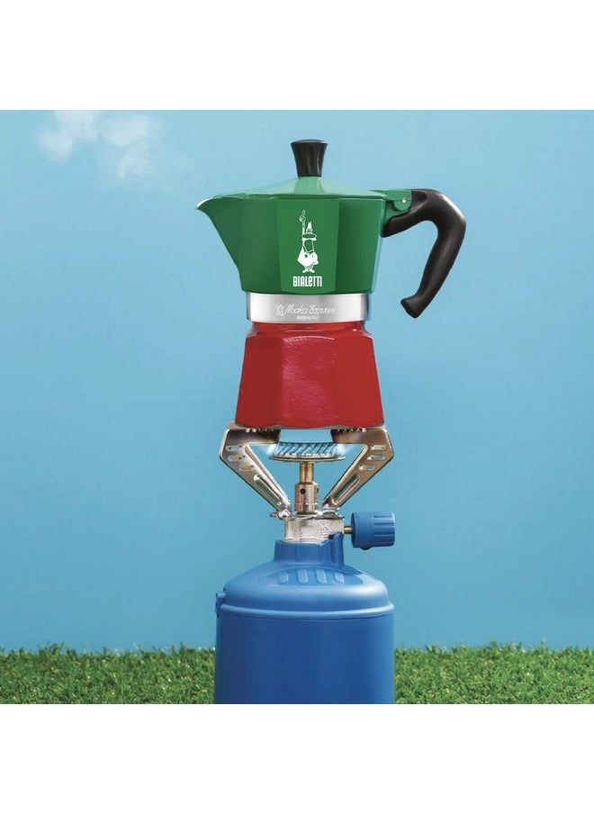 BIALeTTI Bialetti - Moka Express Italia Collection: Iconic Stovetop Espresso Maker, Makes Real Italian Coffee, Moka Pot 6 Cups (9 Oz - 270 Ml), Aluminium, Colored in Red Green Silver  - Image 1