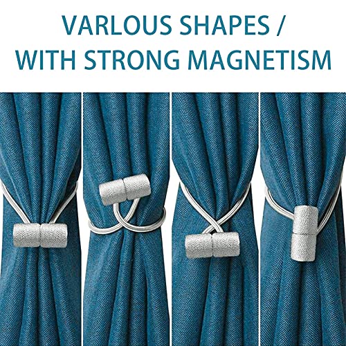 XDerlin 2 Pack Window Curtain Holdbacks Magnetic Curtain Tiebacks, Upgraded 16 Inch Home Office Decorative Twist Tie Backs for Blackout Sheer Window Treatment, Grey - Image 4
