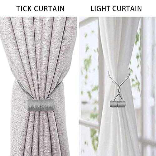 XDerlin 2 Pack Window Curtain Holdbacks Magnetic Curtain Tiebacks, Upgraded 16 Inch Home Office Decorative Twist Tie Backs for Blackout Sheer Window Treatment, Grey - Image 2
