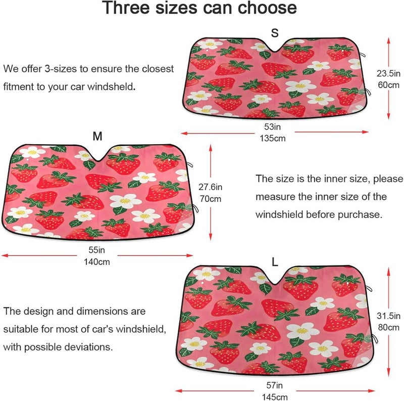 Strawberry and Flower Car Windshield Sun Shade Foldable Sun Visor Automotive Sunshades for Car Truck SUV Blocks UV Rays Keep Your Vehicle Cool - Image 5