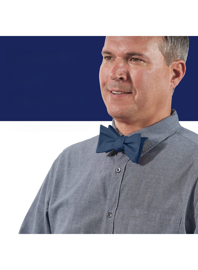 SHOP Mens Solid Bowtie Woven Self Tie Bow Ties Tuxedo & Wedding Bowties Color : BLUE, One Size - Image 5