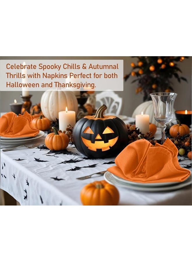 Ruvanti Cloth Napkins Set of 12, 18x18 Inches Napkins Cloth Washable, Soft, Durable, Absorbent, Cotton Blend. Table Dinner Napkins Cloth for Thanksgiving, Halloween Dinners Parties - Orange/Fall - Image 3