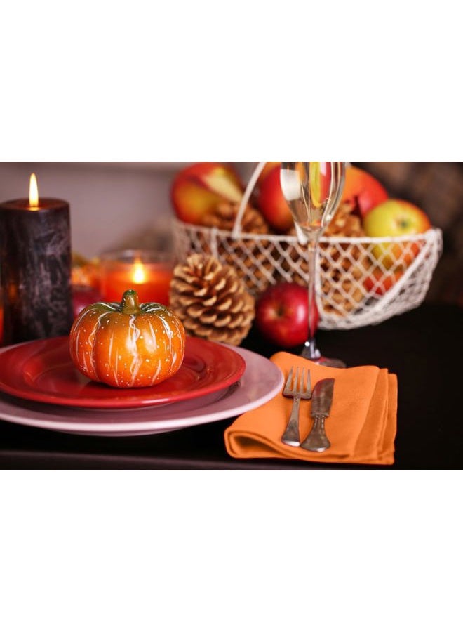 Ruvanti Cloth Napkins Set of 12, 18x18 Inches Napkins Cloth Washable, Soft, Durable, Absorbent, Cotton Blend. Table Dinner Napkins Cloth for Thanksgiving, Halloween Dinners Parties - Orange/Fall - Image 4