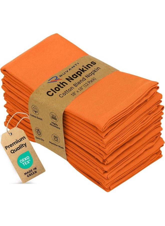 Ruvanti Cloth Napkins Set of 12, 18x18 Inches Napkins Cloth Washable, Soft, Durable, Absorbent, Cotton Blend. Table Dinner Napkins Cloth for Thanksgiving, Halloween Dinners Parties - Orange/Fall - Image 1