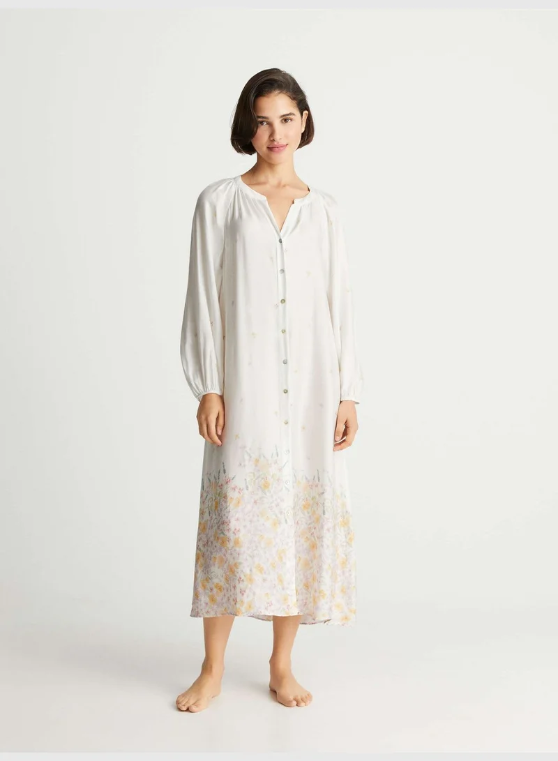 oysho Floral print long-sleeved nightdress