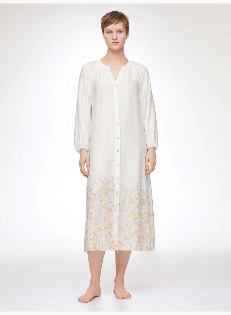 oysho Floral print long-sleeved nightdress