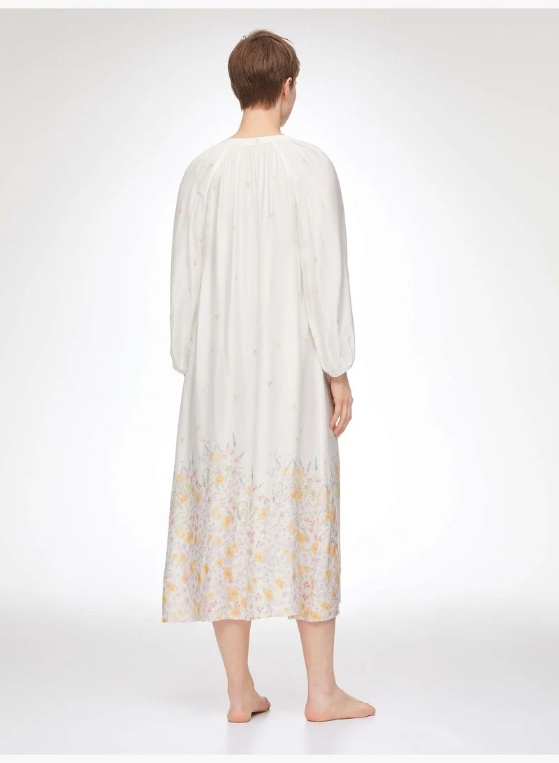 oysho Floral print long-sleeved nightdress