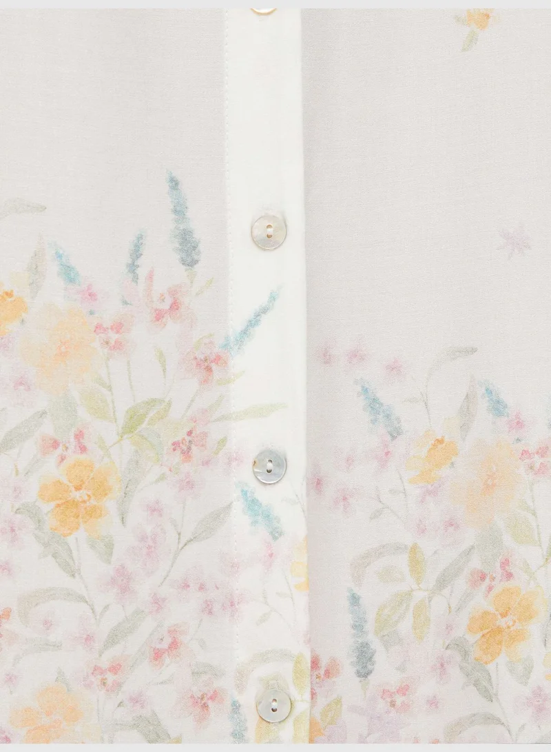 oysho Floral print long-sleeved nightdress