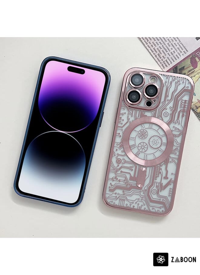 Zaboon - Protective Case Cover For iPhone 14 Plus Electroplated Circuit Board Pattern MagSafe - Image 1