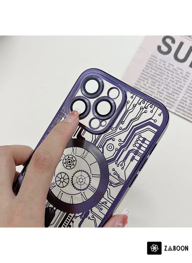 Zaboon - Protective Case Cover For iPhone 14 Plus Electroplated Circuit Board Pattern MagSafe - Image 1