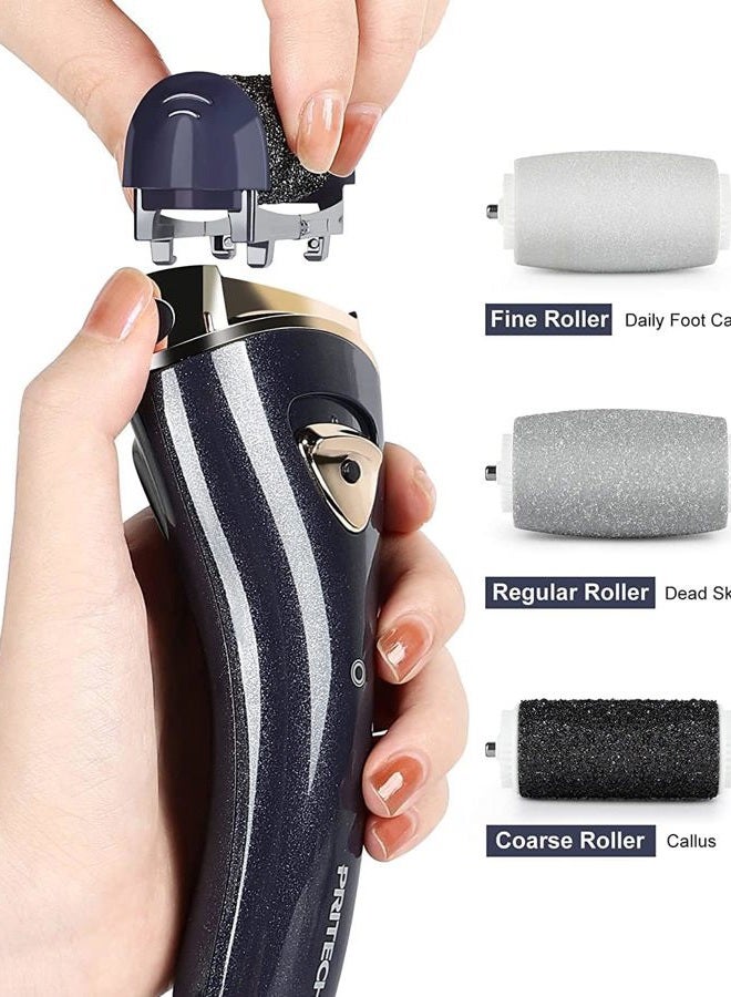 pritech Electric Feet Callus Removers Rechargeable, Portable Electronic Foot File Pedicure Tools, Electric Callus Remover Kit, Professional Pedi Feet Care for Dead, Hard Cracked Dry Skin Ideal Gift (Black) - Image 2