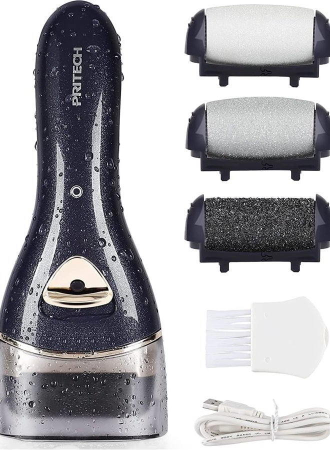 pritech Electric Feet Callus Removers Rechargeable, Portable Electronic Foot File Pedicure Tools, Electric Callus Remover Kit, Professional Pedi Feet Care for Dead, Hard Cracked Dry Skin Ideal Gift (Black) - Image 1