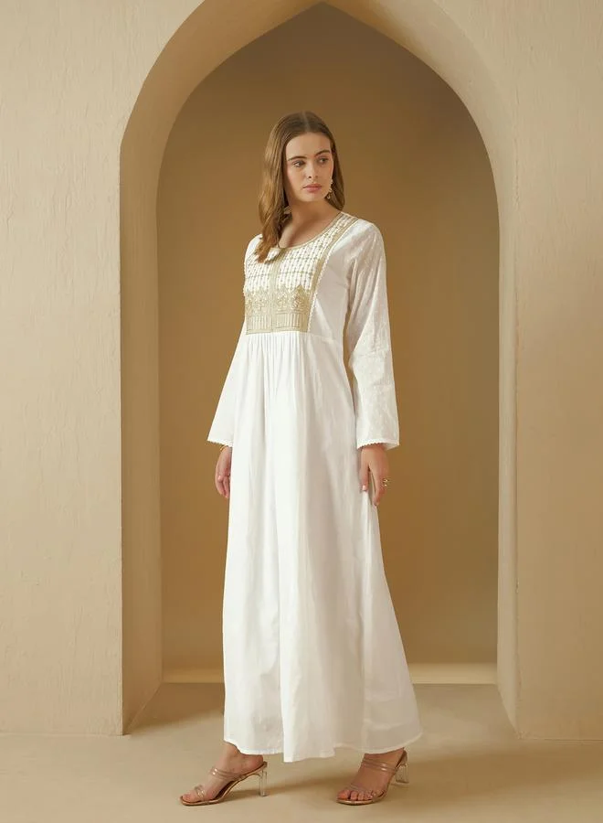 ستايلي Embroidered Square Neck A-Line Jalabyia