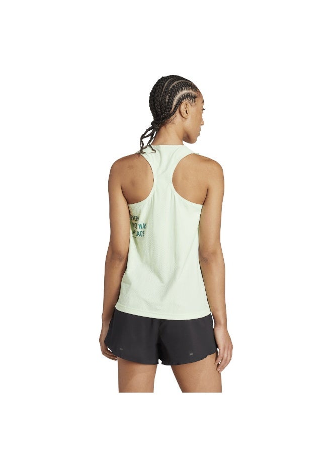 Adidas Otr Ar Singl W Green Running Shirts For Women 2XS - Image 3