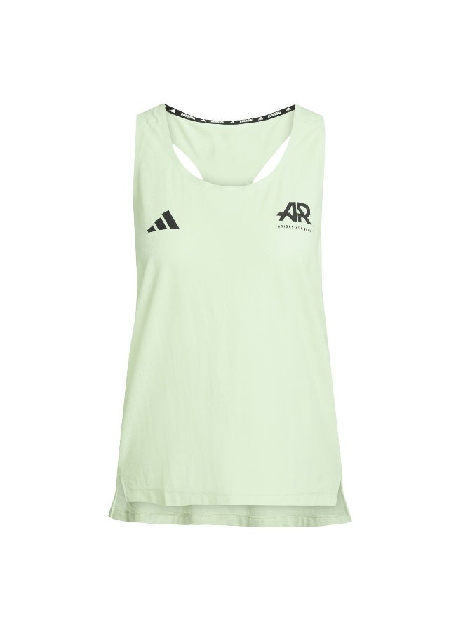Adidas Otr Ar Singl W Green Running Shirts For Women 2XS - Image 1