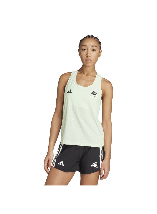Adidas Otr Ar Singl W Green Running Shirts For Women 2XS - Image 2