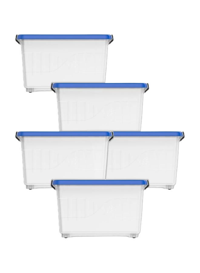 Cosmoplast 33L Clear Plastic Storage Box with Wheels & Lockable Lid (Pack of 5)  - Image 1