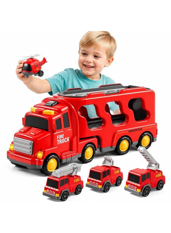 Bennol Toddler Trucks Toys for Boys Age 1-3 3-5, 5 in 1 Fire Car Truck for Girls 1 2 3 4 5 6 Years Old, Christmas Birthday Gift Car Sets with Light Sound - Image 1