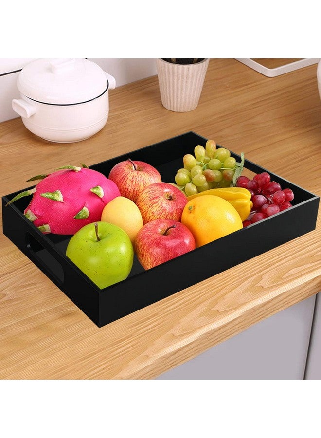 Tasybox Black Serving Tray, Acrylic Decorative Serving Trays with Handles for Kitchen Dining Room Table Ottoman Vanity Countertop 16" x 12" - Image 4